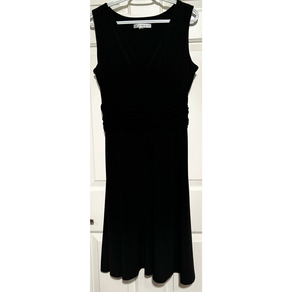 AA Studioโ AA Women's Black Sleeveless V-Neck Elastic Waist Dress Size XL ?